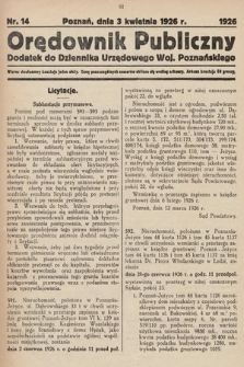 Orędownik Publiczny : dodatek do Dziennika Urzędowego Województwa Poznańskiego. 1926, nr 14