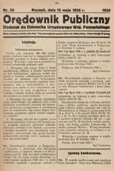 Orędownik Publiczny : dodatek do Dziennika Urzędowego Województwa Poznańskiego. 1926, nr 20