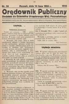 Orędownik Publiczny : dodatek do Dziennika Urzędowego Województwa Poznańskiego. 1926, nr 28