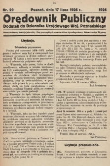 Orędownik Publiczny : dodatek do Dziennika Urzędowego Województwa Poznańskiego. 1926, nr 29