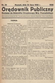 Orędownik Publiczny : dodatek do Dziennika Urzędowego Województwa Poznańskiego. 1926, nr 30