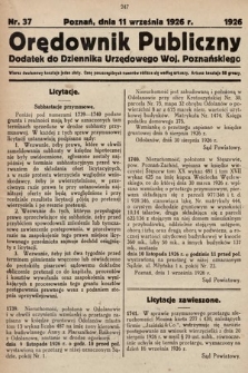 Orędownik Publiczny : dodatek do Dziennika Urzędowego Województwa Poznańskiego. 1926, nr 37