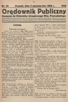 Orędownik Publiczny : dodatek do Dziennika Urzędowego Województwa Poznańskiego. 1926, nr 40