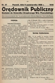 Orędownik Publiczny : dodatek do Dziennika Urzędowego Województwa Poznańskiego. 1926, nr 41