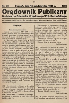 Orędownik Publiczny : dodatek do Dziennika Urzędowego Województwa Poznańskiego. 1926, nr 42