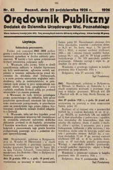 Orędownik Publiczny : dodatek do Dziennika Urzędowego Województwa Poznańskiego. 1926, nr 43