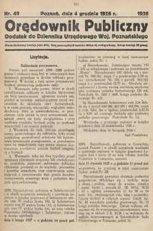 Orędownik Publiczny : dodatek do Dziennika Urzędowego Województwa Poznańskiego. 1926, nr 49