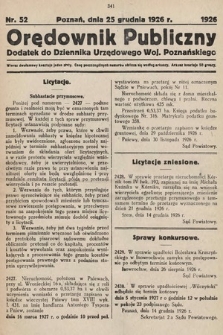 Orędownik Publiczny : dodatek do Dziennika Urzędowego Województwa Poznańskiego. 1926, nr 52