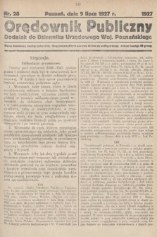 Orędownik Publiczny : dodatek do Dziennika Urzędowego Województwa Poznańskiego. 1927, nr 28