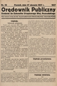 Orędownik Publiczny : dodatek do Dziennika Urzędowego Województwa Poznańskiego. 1927, nr 35
