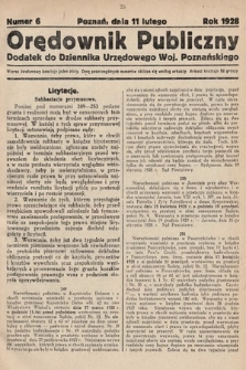 Orędownik Publiczny : dodatek do Dziennika Urzędowego Województwa Poznańskiego. 1928, nr 6
