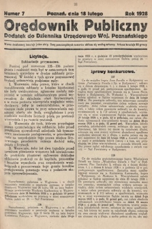 Orędownik Publiczny : dodatek do Dziennika Urzędowego Województwa Poznańskiego. 1928, nr 7