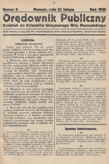 Orędownik Publiczny : dodatek do Dziennika Urzędowego Województwa Poznańskiego. 1928, nr 8