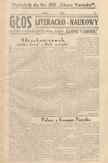 Głos Literacko-Naukowy : dodatek do nr 333 „Głosu Narodu” : wychodzi w niedzielę jako bezpłatny dodatek Głosu Narodu