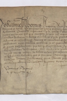 Dokument króla Jana Olbrachta zawierający zezwolenie na budowę łaźni miejskiej w Osieku