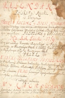 Kalendarz polski y ruski [ ...] na rok Pański 1759 [...]