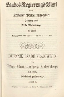 Dziennik Rządu Krajowego dla Okręgu Administracyjnego Krakowskiego. 1859, oddział 1, z. 2