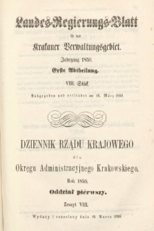 Dziennik Rządu Krajowego dla Okręgu Administracyjnego Krakowskiego. 1859, oddział 1, z. 8