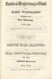Dziennik Rządu Krajowego dla Okręgu Administracyjnego Krakowskiego. 1859, oddział 1, z. 32