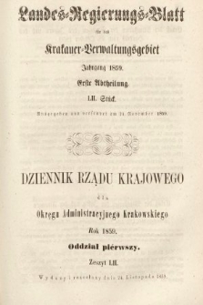 Dziennik Rządu Krajowego dla Okręgu Administracyjnego Krakowskiego. 1859, oddział 1, z. 52