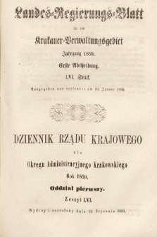Dziennik Rządu Krajowego dla Okręgu Administracyjnego Krakowskiego. 1859, oddział 1, z. 56