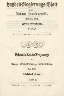 Dziennik Rządu Krajowego dla Okręgu Administracyjnego Krakowskiego. 1859, oddział 2, z. 5