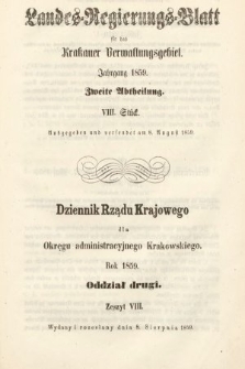 Dziennik Rządu Krajowego dla Okręgu Administracyjnego Krakowskiego. 1859, oddział 2, z. 8