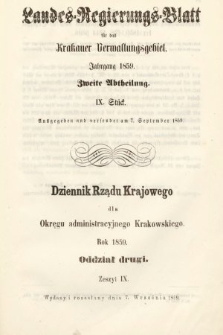 Dziennik Rządu Krajowego dla Okręgu Administracyjnego Krakowskiego. 1859, oddział 2, z. 9