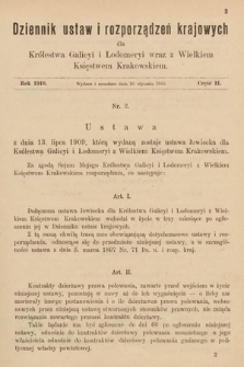 Dziennik Ustaw i Rozporządzeń Krajowych dla Królestwa Galicyi i Lodomeryi wraz z Wielkiem Księstwem Krakowskiem. 1910, cz. 2