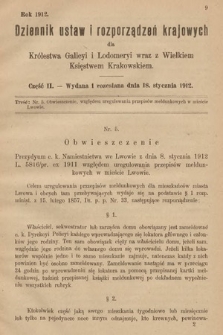 Dziennik Ustaw i Rozporządzeń Krajowych dla Królestwa Galicyi i Lodomeryi wraz z Wielkiem Księstwem Krakowskiem. 1912, cz. 2