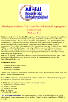 Międzyuczelniane Centrum Biotechnologii Agregatów Lipidowych (MiCeBAL)