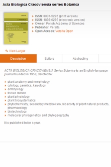 Acta Biologica Cracoviensia series Botanica