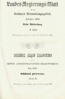 Dziennik Rządu Krajowego dla Obrębu Zarządu Krakowskiego. 1856, oddział 1, z. 2