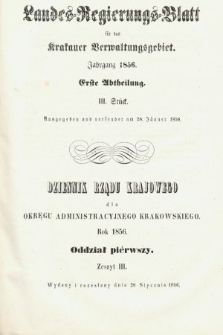 Dziennik Rządu Krajowego dla Obrębu Zarządu Krakowskiego. 1856, oddział 1, z. 3
