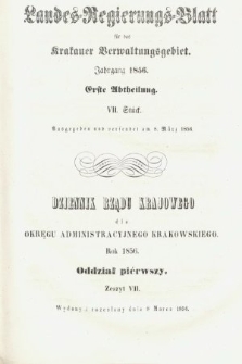 Dziennik Rządu Krajowego dla Obrębu Zarządu Krakowskiego. 1856, oddział 1, z. 7
