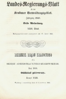 Dziennik Rządu Krajowego dla Obrębu Zarządu Krakowskiego. 1856, oddział 1, z. 23