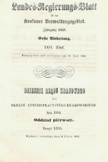 Dziennik Rządu Krajowego dla Obrębu Zarządu Krakowskiego. 1856, oddział 1, z. 26