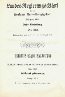 Dziennik Rządu Krajowego dla Obrębu Zarządu Krakowskiego. 1856, oddział 1, z. 30