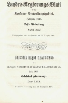 Dziennik Rządu Krajowego dla Obrębu Zarządu Krakowskiego. 1856, oddział 1, z. 32