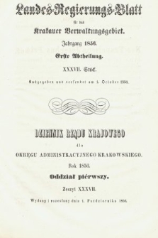 Dziennik Rządu Krajowego dla Obrębu Zarządu Krakowskiego. 1856, oddział 1, z. 37