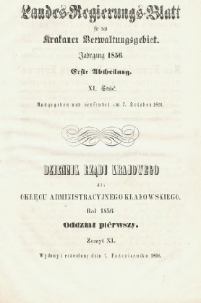 Dziennik Rządu Krajowego dla Obrębu Zarządu Krakowskiego. 1856, oddział 1, z. 40