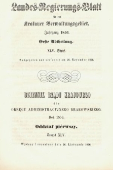 Dziennik Rządu Krajowego dla Obrębu Zarządu Krakowskiego. 1856, oddział 1, z. 45