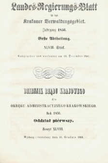 Dziennik Rządu Krajowego dla Obrębu Zarządu Krakowskiego. 1856, oddział 1, z. 48