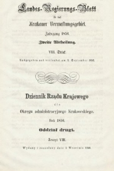 Dziennik Rządu Krajowego dla Obrębu Zarządu Krakowskiego. 1856, oddział 2, z. 8