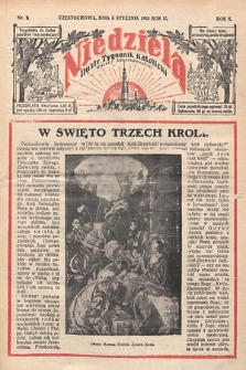 Niedziela : ilustrowany tygodnik katolicki Diecezji Częstochowskiej. 1935, nr 1