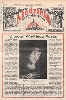 Niedziela : ilustrowany tygodnik katolicki Diecezji Częstochowskiej. 1935, nr 9