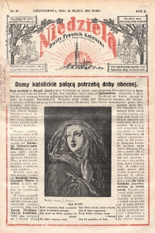Niedziela : ilustrowany tygodnik katolicki Diecezji Częstochowskiej. 1935, nr 10