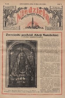 Niedziela : ilustrowany tygodnik katolicki Diecezji Częstochowskiej. 1935, nr 20