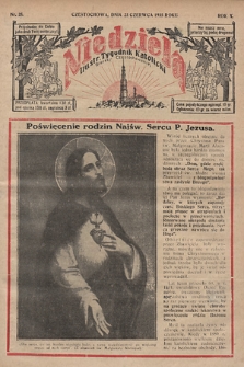 Niedziela : ilustrowany tygodnik katolicki Diecezji Częstochowskiej. 1935, nr 25