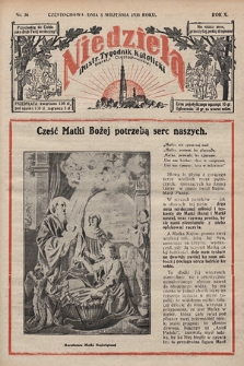Niedziela : ilustrowany tygodnik katolicki Diecezji Częstochowskiej. 1935, nr 36